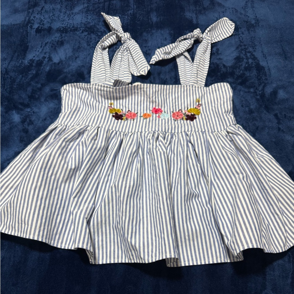 Zara Blue and White Striped Dress